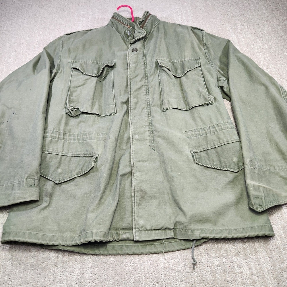 Vintage 60s Vietnam‎ Era Military Wind Resistant Field JACKET Sateen OG107 Men M